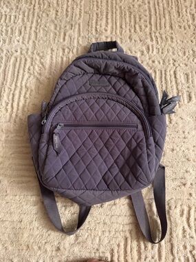 Vera Bradley Quilted Mini Backpack Gray Travel Bag Floral Lining Lightweight